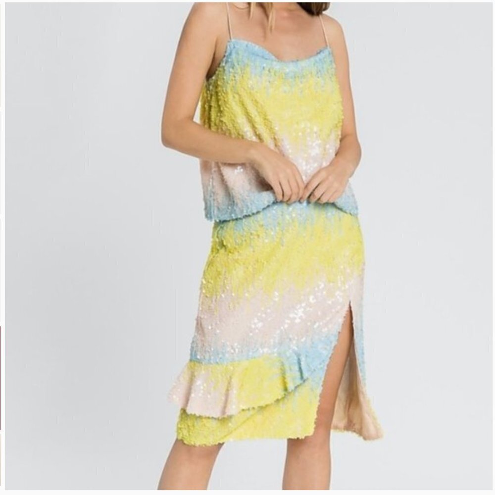 Anthropologie Endless Rose Sequin Pastel Midi Skirt NWOT Small JB